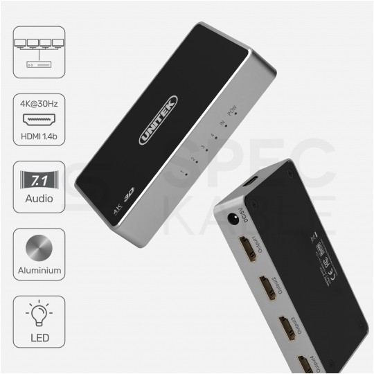 Splitter HDMI 1.4b Rozgałęźnik 1x wejście / 4x wyjście 4K@30 Ultra HD UNITEK V1109A