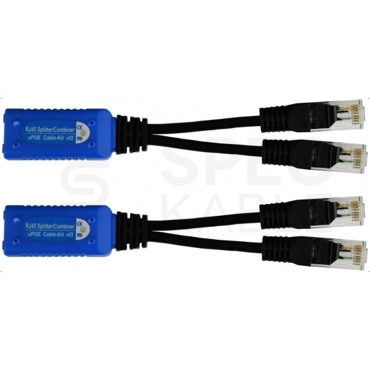 Splitter P-POE2 RJ45 kat.5e 2 wtyki / 1 gniazdo rozdzielacz do kamer IP POE Pulsar