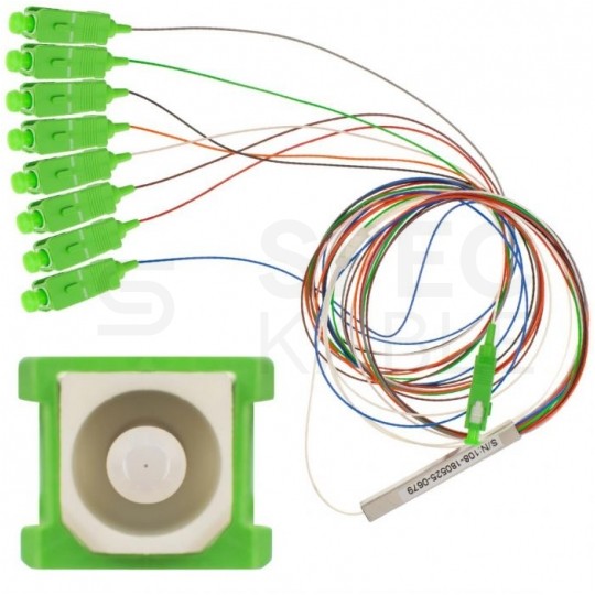 Splitter światłowodowy FO PLC 1:8 SM złącza SC/APC Steel Box