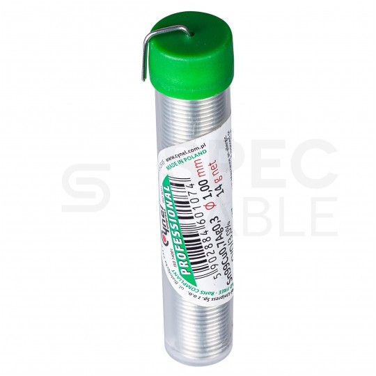 Spoiwo cyna drut lutowniczy bezołowiowy fiolka 14g / 1mm stop Sn99Cu0,7Ag0,3 CYNEL Unipress CYN-22570