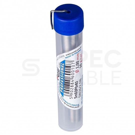 Spoiwo cyna drut lutowniczy fiolka 10g / 1mm stop Sn60Pb40 CYNEL Unipress LC60-SW26
