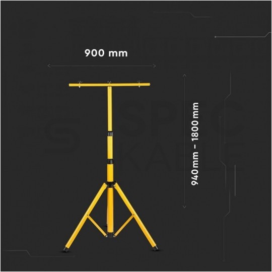 Statyw do naświetlaczy na trójnogu żółty, wysokość 0,94-1,8m V-TAC VT-41150Y