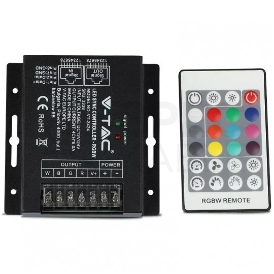 Sterownik do taśm led RGBW+ pilot 12V/24V 288W/576W RJ45 V-TAC VT-2424