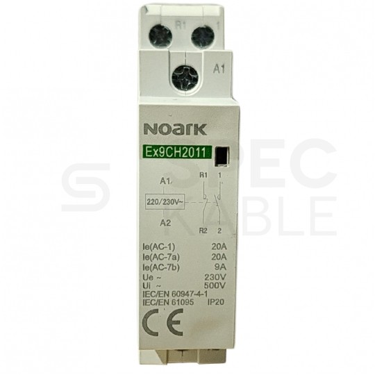 Stycznik modułowy instalacyjny cewka 20A 230V AC 1xNO + 1xNC na szynę TH35 DIN 1-biegunowy 1-modułowy NOARK