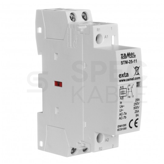 Stycznik modułowy instalacyjny cewka 25A 230V AC 1xNO + 1xNC na szynę TH35 DIN EXTA ZAMEL