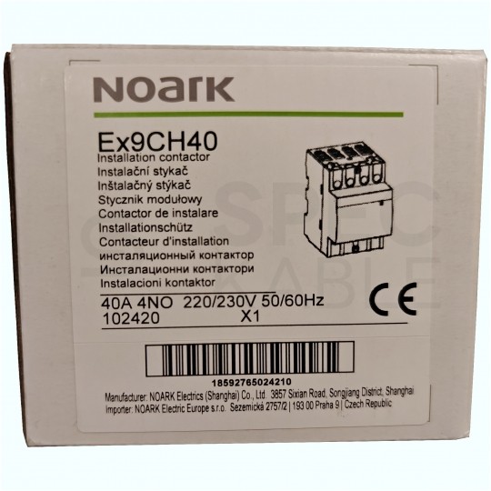 Stycznik modułowy instalacyjny cewka 40A 230V AC 4xNO na szynę TH35 DIN 4-biegunowy 3-modułowy NOARK