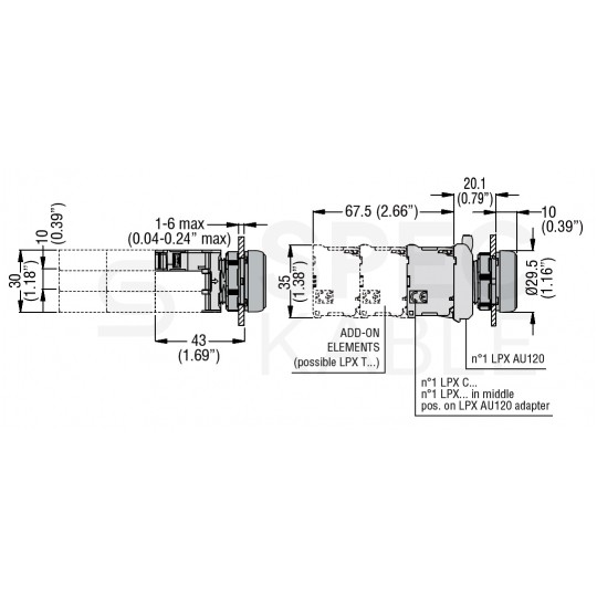 Styk pomocniczy zestyk 1NC (3A 230V) do przycisków sterowniczych serii Platinum LOVATO LPXC01