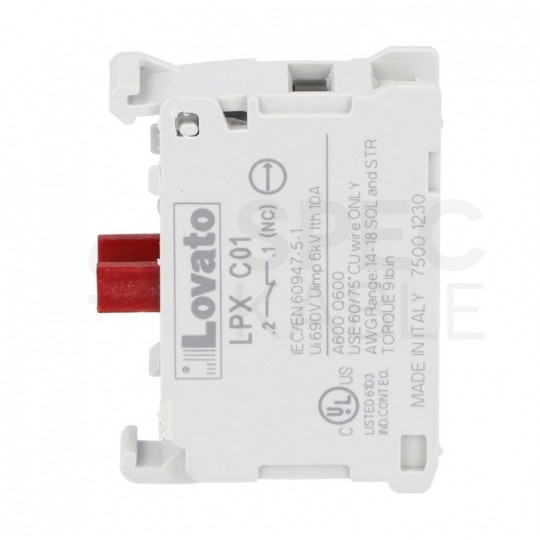 Styk pomocniczy zestyk 1NC (3A 230V) do przycisków sterowniczych serii Platinum LOVATO LPXC01