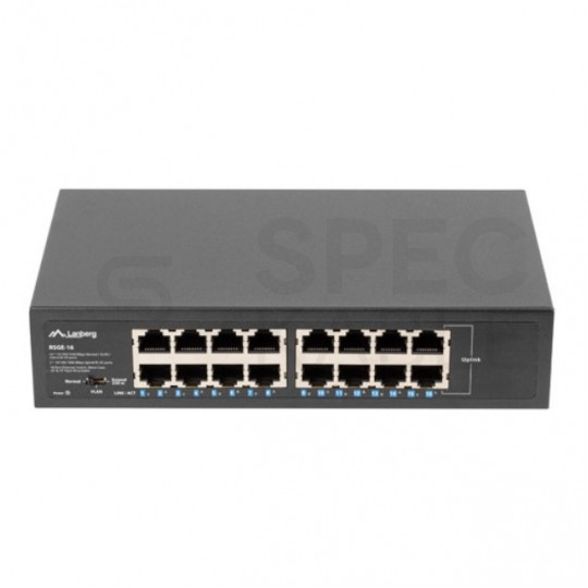 Switch 10" 19" RACK 16x port RJ45 (1000BASE-T + 100BASE-TX) przełącznik niezarządzalny LANBERG RSGE-16