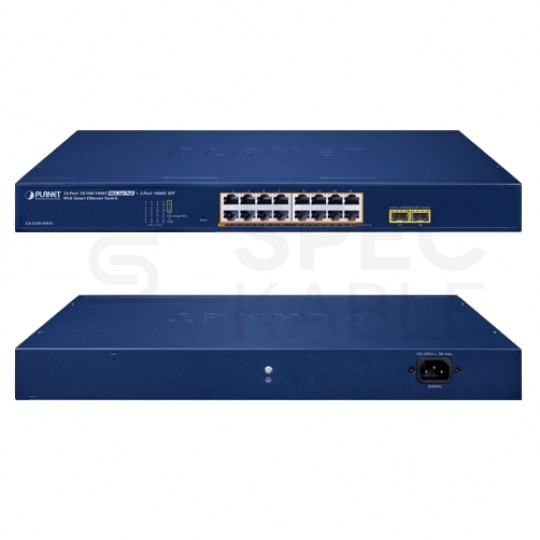Switch 16xPoE 2xSFP GS-2210-16P2S PLANET 16-portowy przełącznik 10/100/1000T 802.3at PoE + 2-portowy 1000-SFP Web Smart Ethernet