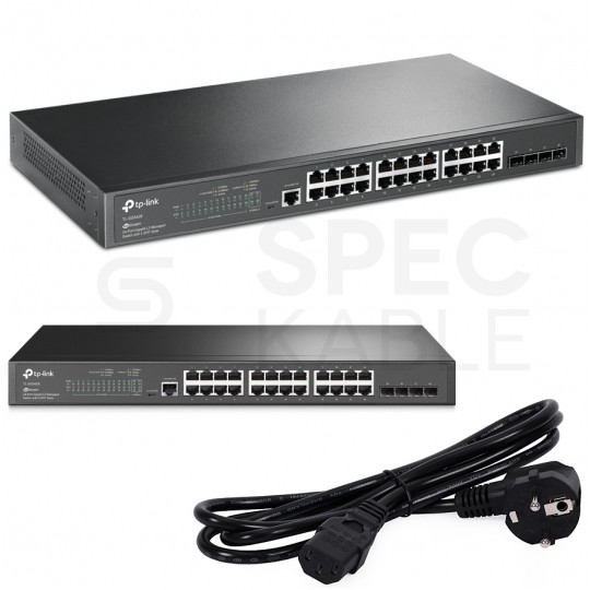 Switch 19" RACK 24x port RJ45 (Gigabit Ethernet 1000Mb/s) + 4x port SFP (1Gb/s) przełącznik zarządzalny L2 TP-Link TL-SG3428