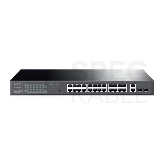 Switch 19" RACK 26x port RJ45 (Gigabit Ethernet 1000Mb/s, w tym 24x PoE+) + 2x port SFP przełącznik niezarządzalny TP-Link TL-SG1428PE