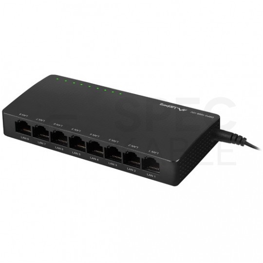 Switch Desktop 8x port RJ45 (Gigabit Ethernet 1000Mb/s) przełącznik niezarządzalny LANBERG DSP2-1008-12V