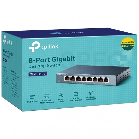 Switch Desktop 8x port RJ45 (Gigabit Ethernet 1000Mb/s) przełącznik niezarządzalny TP-Link TL-SG108