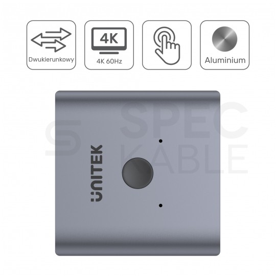 Switch HDMI 2.0 Splitter 2x wejście / 1x wyjście 4K@60 Ultra HD dwukierunkowy UNITEK