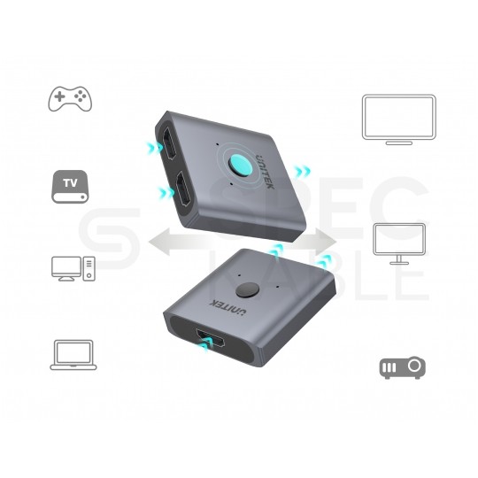 Switch HDMI 2.0 Splitter 2x wejście / 1x wyjście 4K@60 Ultra HD dwukierunkowy UNITEK