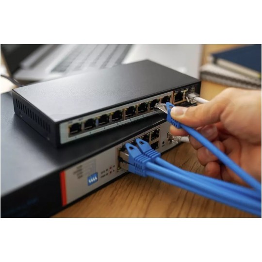 Switch PoE Desktop 10x port RJ45 (Fast Ethernet 100Mb/s, w tym 8x PoE+ i 2x Uplink) przełącznik niezarządzalny Extralink Ceres