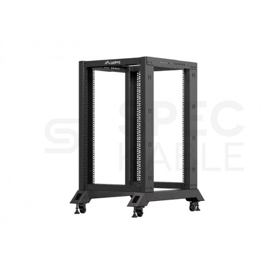 Szafa stojąca OPEN RACK 19" 18U 600x800mm do serwerów i magazynów energii otwarta czarna LANBERG