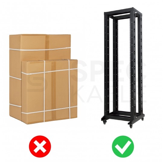 Szafa stojąca OPEN RACK 19" 22U 600x800mm Stojak do serwerów i magazynów energii Otwarta Czarna NEKU