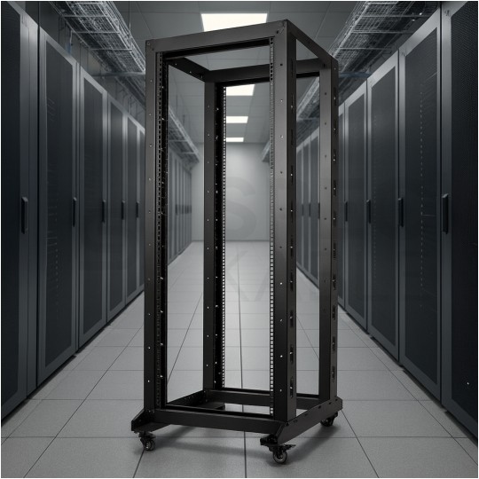 Szafa stojąca OPEN RACK 19" 42U 600x1000mm Stojak do serwerów i magazynów energii Otwarta Czarna NEKU