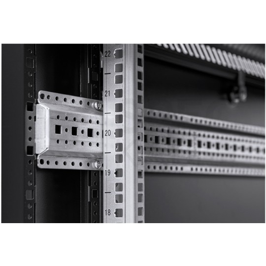 Szafa stojąca RACK 19" 15U 600x600mm drzwi szklane czarna TOTEN G7