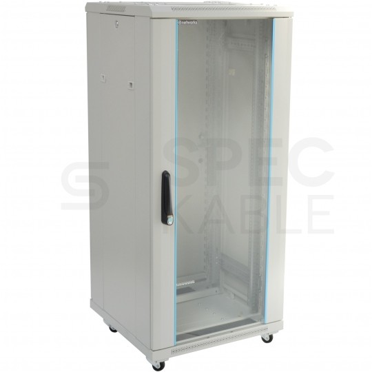 Szafa stojąca RACK 19" 18U 600x800mm drzwi szklane szara TOTEN G7