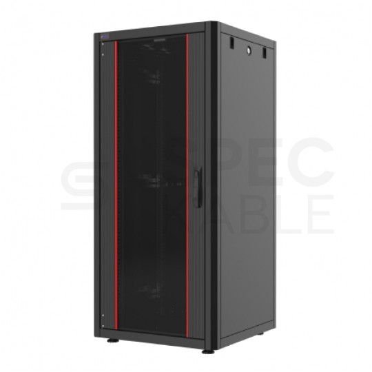 Szafa stojąca RACK 19" 22U 600x600mm drzwi szklane czarna MIRSAN