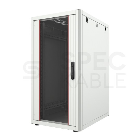 Szafa stojąca RACK 19" 27U 600x600mm drzwi szklane szara MIRSAN