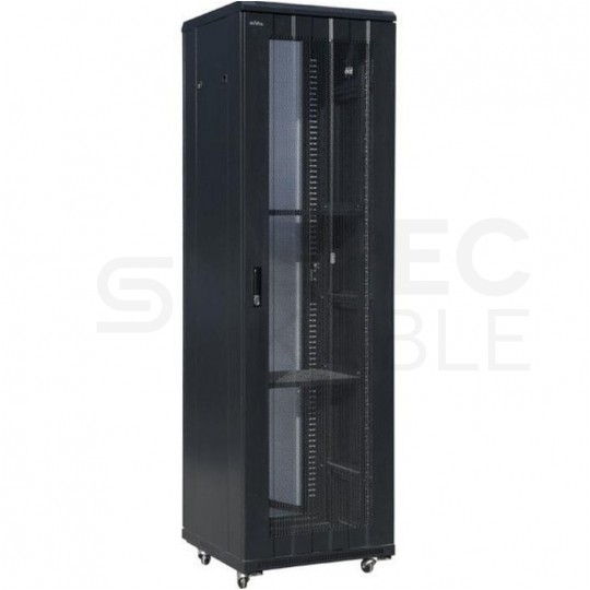 Szafa stojąca RACK 19" 42U 600x1000mm drzwi szklane czarna Alantec