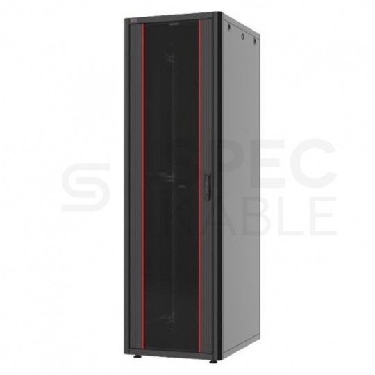 Szafa stojąca RACK 19" 42U 600x600mm drzwi szklane czarna MIRSAN