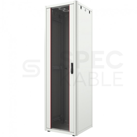 Szafa stojąca RACK 19" 42U 600x600mm drzwi szklane szara MIRSAN