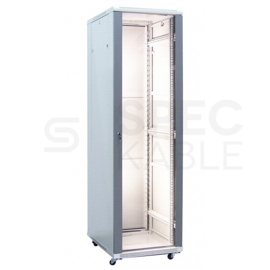 Szafa stojąca RACK 19" 42U 600x600mm drzwi szklane szara TOTEN G7