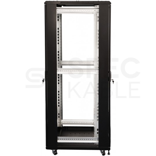 Szafa stojąca RACK 19" 42U 600x800mm drzwi szklane czarna EPRADO