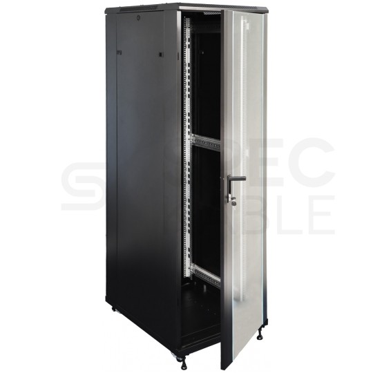 Szafa stojąca RACK 19" 42U 600x800mm drzwi szklane czarna EPRADO