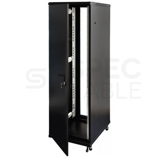 Szafa stojąca RACK 19" 42U 600x800mm drzwi szklane czarna EPRADO