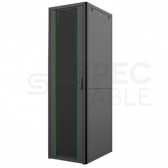 Szafa stojąca RACK 19" 42U 600x800mm drzwi szklane czarna MIRSAN