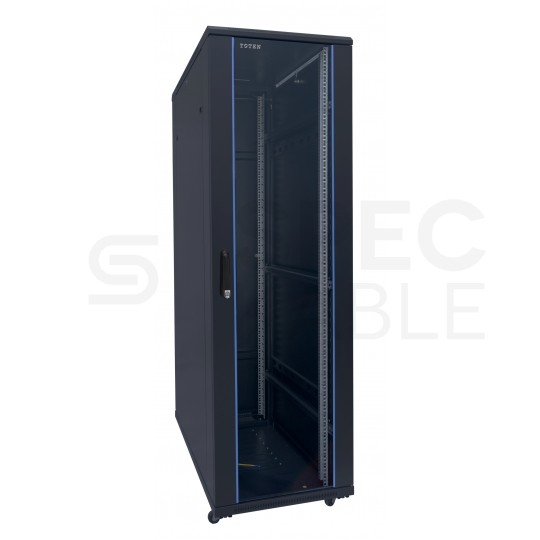 Szafa stojąca RACK 19" 42U 600x800mm drzwi szklane czarna TOTEN G7