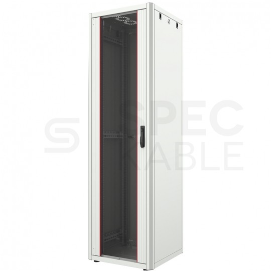 Szafa stojąca RACK 19" 42U 600x800mm drzwi szklane szara MIRSAN