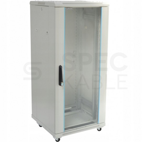 Szafa stojąca RACK 19" 42U 600x800mm drzwi szklane szara TOTEN G7