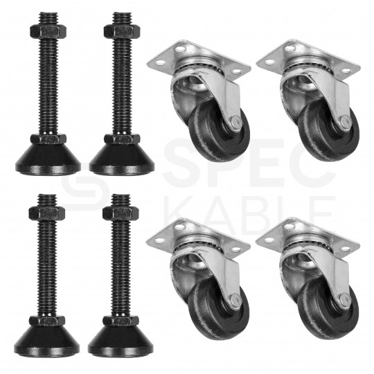 Szafa stojąca RACK 19" 42U 750x800mm perforowana serwerowa czarna 1500kg (złożona) NEKU + wyposażenie