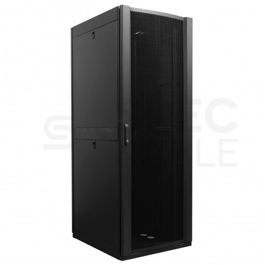 Szafa stojąca RACK 19" 42U 750x800mm perforowana serwerowa czarna 1500kg (złożona) NEKU + wyposażenie