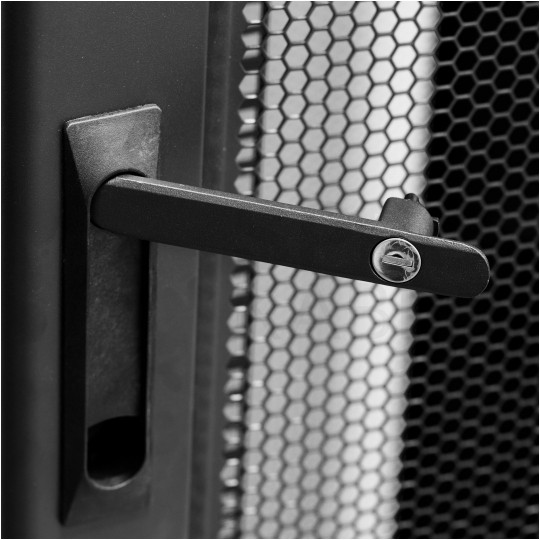 Szafa stojąca RACK 19" 42U 750x800mm perforowana serwerowa czarna 1500kg (złożona) NEKU + wyposażenie