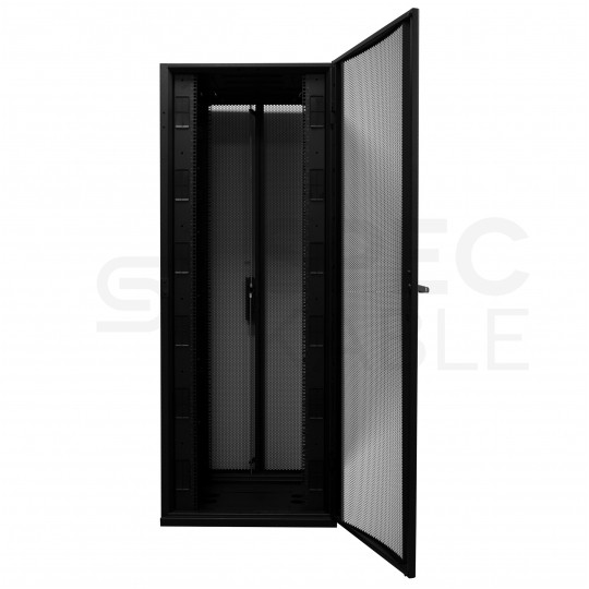 Szafa stojąca RACK 19" 42U 750x800mm perforowana serwerowa czarna 1500kg (złożona) NEKU + wyposażenie