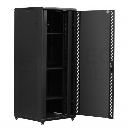 Szafa stojąca RACK 19" 42U 800x800mm drzwi szklane wyposażona czarna GT