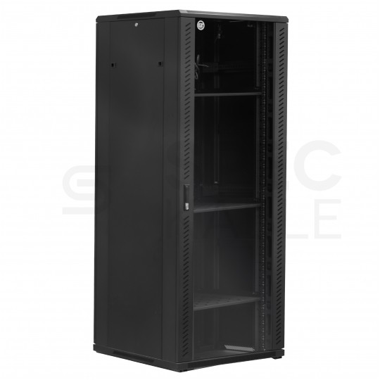 Szafa stojąca RACK 19" 42U 800x800mm drzwi szklane wyposażona czarna GT