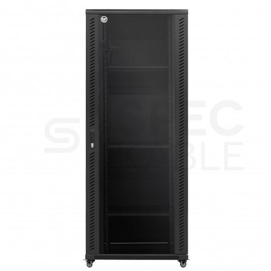 Szafa stojąca RACK 19" 42U 800x800mm drzwi szklane wyposażona czarna GT