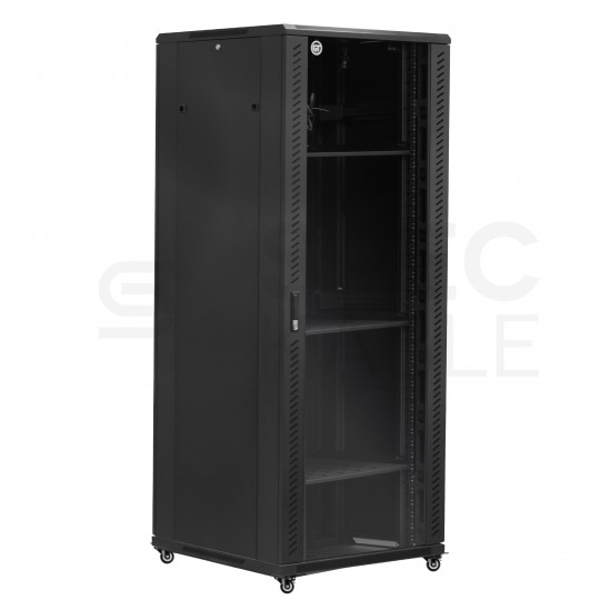 Szafa stojąca RACK 19" 42U 800x800mm drzwi szklane wyposażona czarna GT
