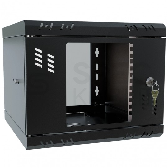 Szafa wisząca RACK 10" 4U 300mm drzwi szklane czarna