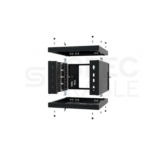 Szafa wisząca RACK 10" 4U 300mm drzwi szklane czarna