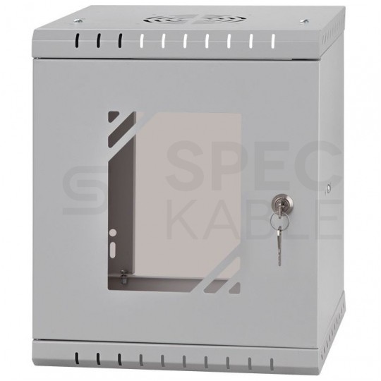 Szafa wisząca RACK 10" 6U 280mm drzwi szklane szara NEKU